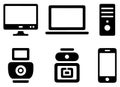 Digital Devices Icon Set Monitor Laptop Desktop Camera Projector and Smartphone Technology Royalty Free Stock Photo