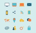 Digital devices icon set vector illustration blue