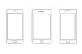 Digital devices icons: line of smartphones with button isolated on white background. Vector design set element illustration Royalty Free Stock Photo