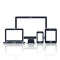 Digital devices icons. Smart phone, tablet, laptop and computer monitor. Vector illustration of responsive web design. Royalty Free Stock Photo