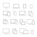 Digital devices line icon set, on white background