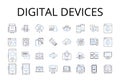 Digital devices line icons collection. Electronic gadgets, Advanced technology, Cyber appliances, Virtual devices