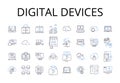 Digital devices line icons collection. Electronic gadgets, Advanced technology, Cyber appliances, Virtual devices