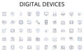 Digital devices line icons collection. Visionary, Resourceful, Piering, Questing, Challenging, Trailblazing, Clever