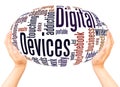 Digital Devices word cloud hand sphere concept Royalty Free Stock Photo