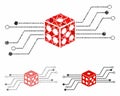 Digital dice circuit Composition Icon of Rough Pieces