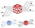 Digital dice circuit Composition Icon of Round Dots