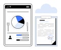 Digital Diet Tracking App and Clipboard With Signed Document Under Cloud Storage Royalty Free Stock Photo