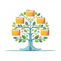 Digital directory illustrated as a tree with file folder foliage on white Royalty Free Stock Photo