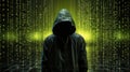 Digital Disguise: Neon Green Hood and ASCII Art