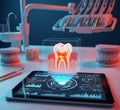 Artificial Intelligence in Digital Dental Diagnostics AND Holographic Tooth Analysis in AI-Powered Dentistry Royalty Free Stock Photo