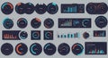 A digital display featuring multiple data visualization elements, including circular Royalty Free Stock Photo