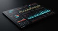Digital display featuring multiple data visualizations on a dark interface. Includes Royalty Free Stock Photo