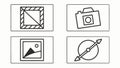 Digital display icons, image frame, camera, and rotation, vector design Generative AI Royalty Free Stock Photo