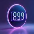Digital Display of 899 Inside Neon Blue and Pink Circle number score Royalty Free Stock Photo