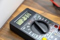 digital display of multimeter close-up. Tool for testing electrical equipment and electrical circuits