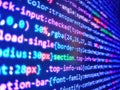Digital display screen of modern programmer coding work live. Binary code digital technology background. Abstract program code on