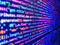 Digital display screen of modern programmer coding work live. Software development monitor screen background. Computer Royalty Free Stock Photo