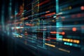A digital display screen shows lines of code and data, symbolizing the growing importance of technology, programming Royalty Free Stock Photo