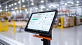 Digital display of shipping details on a handheld barcode scanner.