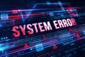 Digital display showing a prominent \'System Error\' message in red Royalty Free Stock Photo