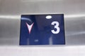 Digital display showing three floor number inside elevator Royalty Free Stock Photo