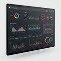 A digital display shows a business dashboard with various visual Royalty Free Stock Photo