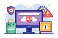 A digital display shows an unauthorized error message while customizable graphics surround the device in a work environment Royalty Free Stock Photo