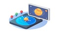 Digital display of solar system, interactive astronomy. vector design Generative AI Royalty Free Stock Photo