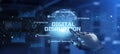 Digital Disruption Business Transformation Innovation technology concept. Robotic arm 3D Rendering.