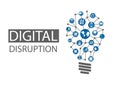 Digital disruption illustration. Concept of disruptive business ideas like computing everywhere, analytics, smart machines