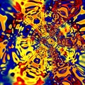 Digital Distortion Artwork. Colorful Red Yellow Blue Illustration. Creative Psychedelic Background. Surreal Artistic Vortex. Royalty Free Stock Photo