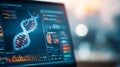 Digital DNA Analysis on a Computer Screen with Data Visualizations Royalty Free Stock Photo
