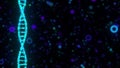 Digital DNA double helix against the colored blurred particles, computer generated. 3d rendering of chemical research Royalty Free Stock Photo