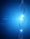 Digital DNA Helix and Binary Code Background Royalty Free Stock Photo