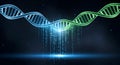 Digital DNA Helix with Binary Code Data Flow - Biotechnology, Genetics, Science Royalty Free Stock Photo
