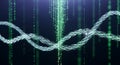 Digital DNA Helix with Binary Code Rain Background - Future Technology Concept Royalty Free Stock Photo