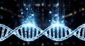 Digital DNA Helix Formation with Blue Digital Data Streams and Binary Code Royalty Free Stock Photo