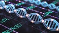 Digital DNA Helix with Futuristic Data Visualization Royalty Free Stock Photo