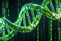Digital Dna Helix with Glowing Circuitry and Binary Code Background Royalty Free Stock Photo