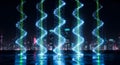 Digital DNA helix made of binary code, futuristic technology concept, blue and green lights Royalty Free Stock Photo