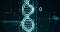 Digital DNA helix structure formed by shimmering binary code represents genetic engineering and bioinformatics innovation. Royalty Free Stock Photo