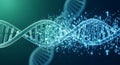 Digital dna strand with binary code overlay represents genetic data and technology Royalty Free Stock Photo