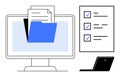 Digital Document Management with Checklist and Laptop for Organized Workflow Royalty Free Stock Photo