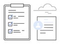 Digital document management with checklist and personal profile under cloud storage Royalty Free Stock Photo