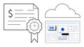 Digital Document Management and Cloud Storage Concept with Certification Symbol Royalty Free Stock Photo