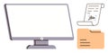Digital Document Management Concept with Monitor, Signed Document, and File Folder Royalty Free Stock Photo