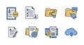Digital document management icons for online organization and file sharing solutions Royalty Free Stock Photo