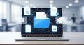 Digital Document Management System on Laptop for Data Organization in Modern Office Royalty Free Stock Photo