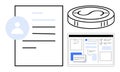 Digital Document Management with User Profile, Online Interface, and Currency Representation Royalty Free Stock Photo